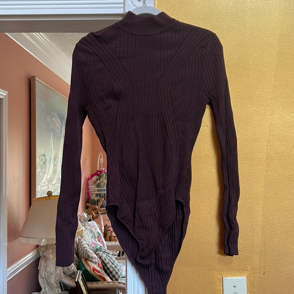 Kendall & Kylie burgundy/maroon long sleeve sweater body suit